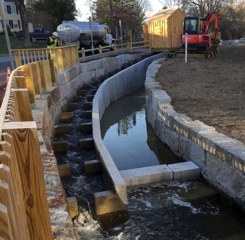 construction work on a water sluice